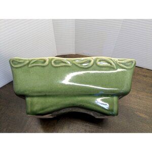 Brush McCoy Green Planter 405-7 Vintage USA Pottery Rectangular with Leaf Design